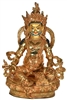 24 Carat Gilded  Copper Yellow  Dzambhala Statue 12.3 Inches SHIPS FREE WORLD WIDE