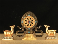 Dharmachakra Wheel & 2 Deer Set
