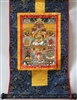 Namtose  ( Vaishravana ) & The Five Dzamabhala's Brocaded Print Thangka 16 inches