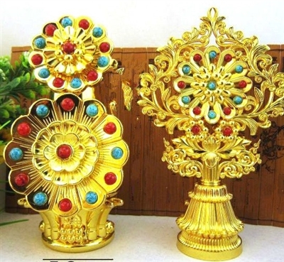 Large Gold Plated Flower & Food Torma Set