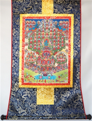 Large Kagyu Refuge Tree Thangka 48 Inches