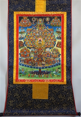 Large Kagyu Refuge Tree Thangka 48 Inches