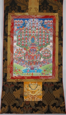 Extra Large Kagyu Refuge Tree Thangka 60 Inches