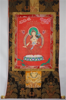 Maitreya Print Brocaded Thangka 50 inches