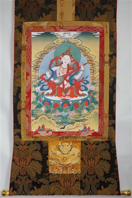 Sarasvati Print Brocaded Thangka 50 inches