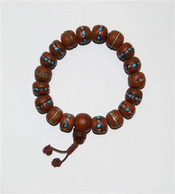 Inlayed Bodhi Seed Three Metal Healing Wrist Mala