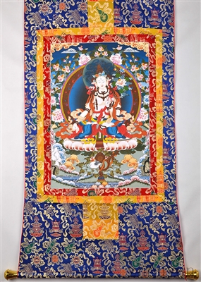 White Tara Print Brocaded Thangka 50 inches