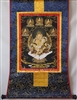 Yellow Dzambhala & The Five Buddha's Thangka 32 inches