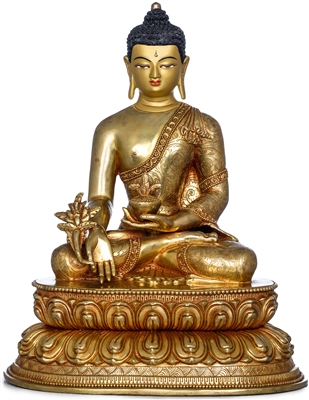 Medicine Buddha 24 Carat Glided Copper 12 Inch Ships Free World Wide