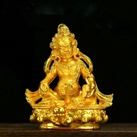 Red Dzambala Gold Plated Statue - 3.5 Inch