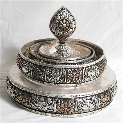 Large Silver Plated Copper Mandala Set