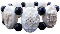 Snow Crystal Onyx 8 Auspicious Symbols Bracelet