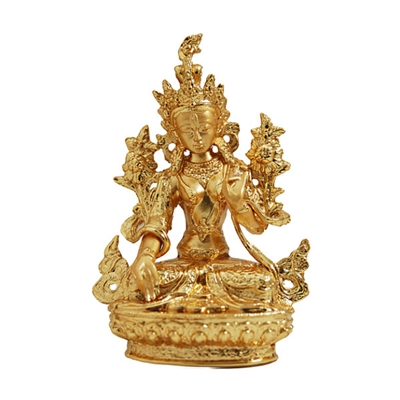 White Tara Gold Plated Statue - 2.3 Inch