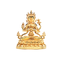 Chenrezig Gold Plated and Gilded Statue - 9 Inch