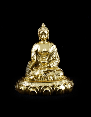 Medicine Buddha Gold Plated Resin 2 inch