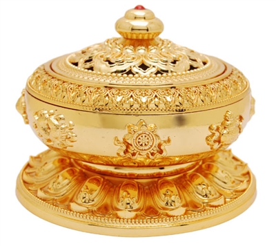 24 Carat Gold Plated Eight Auspicious Symbols Incense Burner