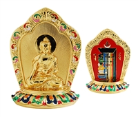 Gold Plated Hand Painted Buddha & Kalachakra Symbol