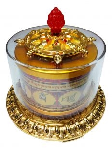 Large Gold Plated Vajrasattva Table Top Prayer Wheel