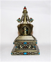 Electric Silver Om Mani Padme Hum Stupa Prayer Wheel