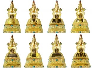 Life of the Buddha Gold Plated Stupa Set B.