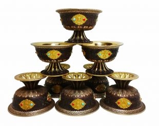 Copper & Brass Offering Cups Gem Studded