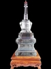 Hand Carved Crystal Stupa With Stand 20 Inches