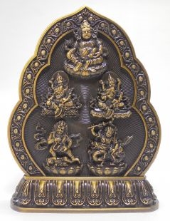 The Five Dzambhala Brass Plaque / Statue