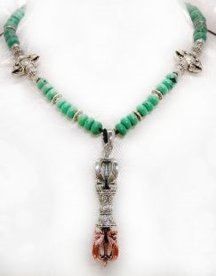 Sterling Silver Dorje & Turquoise Pendant