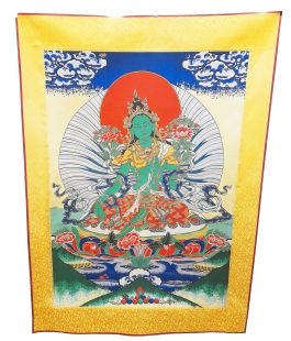 Green Tara  Embroidery Thangka Framed