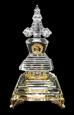 Hand Carved Crystal Stupa  6.7 Inches
