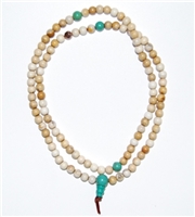 Tibetan Snow Crystal & Turquoise Mala - 108 Beads -5 mm