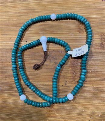 Tibetan Turquoise & Snow Crystal  Mala - 108 Beads 8mm