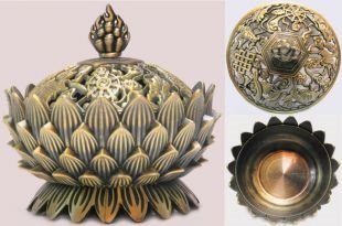 Lotus  Eight Auspicious Symbols Incense Burner Three Finishes