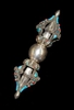 Antique Silver Dorje Gem Studded 11 Inches