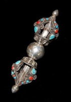 Antique Silver Dorje Gem Studded 7 Inches