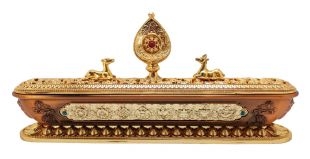 8 Auspicious Om Mani Padme Hung Classic Gold Plated Incense Burner 10 Inches