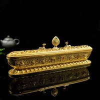 Large 8 Auspicious Om Mani Padme Hung Classic Gold Plated Incense Burner