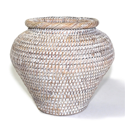 Flower Basket Ginger Round Woven Rattan - White Wash 8x7'H