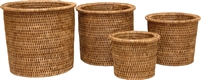 Set of 4 Nesting Flower Baskets with Round Rimmed - Antique Brown 9x8'H/8x7'H/7x6'H/6x5'H