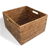 Square Open Storage Basket w/ Cutout Handle - AB 15x14x9'H