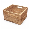 Square Open Storage Basket w/ Cutout Handle - Natural Matte15x14x9'H