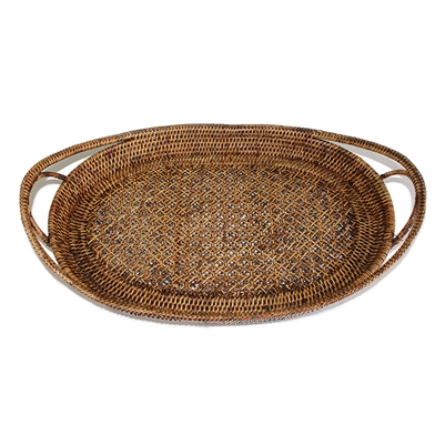 Oval Tray  Open Lace Weave  - AB 21x14x2.75'H