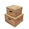 Square Storage Baskets with Cut Out Handle (Set of 2) - Natural Matte Finish12x8/15x10'