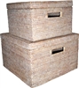 Square Storage Baskets with Cut Out Handle (Set of 2) -WW 12x8/15x10'