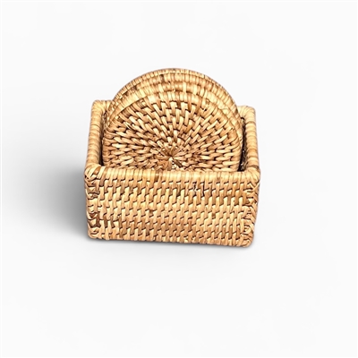 Round Coaster Box Set of 6  - Natural Matte