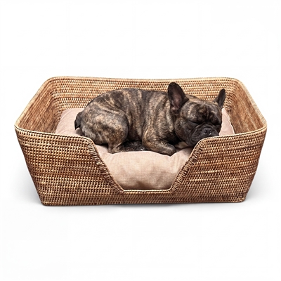 Dog Bed with Cushion - Small Natural Matte  26x19x9'