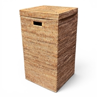 Square Laundry Hamper with Cut Out Handles - Natural Matte 15x15x28'