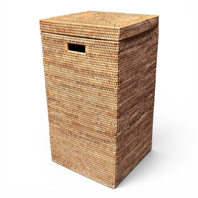 Square Laundry Hamper with Cut Out Handles - Natural Matte 15x15x28'