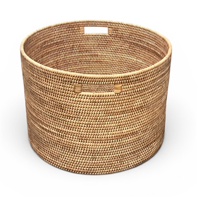 Open Round Storage Basket  - Natural Matte 20x20x14'