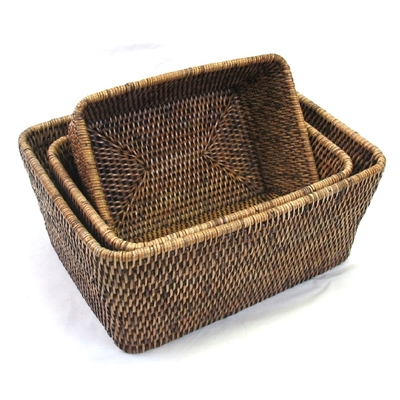 Rectangular Storage Basket Set of 3 - AB 10x7x4'/12x9x5'/13x10x5.5'